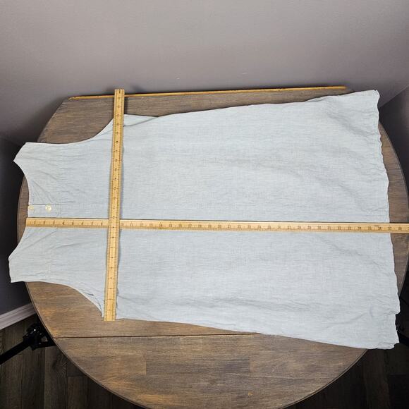 J.Jill Linen Midi Shift Dress Light Aqua Button Hem Breezy Size XL Sleeveless - Picture 8 of 8